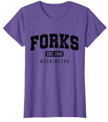 We Love Forks Washington Vintage Pride T-Shirt - Adult Unisex - Grey - Small - Long Sleeve - Classic Fit - Polyester 100%