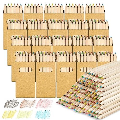 Svalor 20 Packungen Buntstifte-Set mit je 6 Buntstiften, 120 Mini Buntstift Mehrfarbig Holzstifte im Kartonetui, Buntstifte für Kinder Kunst Zeichnung, Skizzieren und Färbung