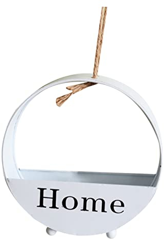 Sosoport Wandbehang Blumentopf Runder Hängender Blumentopf Aufbewahrungskorb Blumenhalter Wanddekoration Hängender Home Wall Weißer Aus Holz Für Wohnzimmer Tisch Zuhause Geschäft