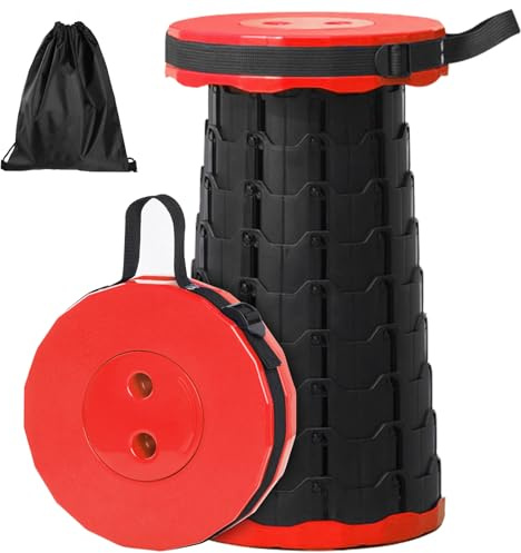 GeeRic Tragbarer Klapphocker, Teleskophocker,Tragbarer hocker,ragbarer Klapphocker Höhenverstellbar, Campinghocker oder Angelhocker, Kinderhocker