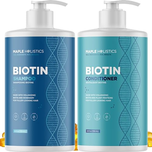Moisturising Biotin Shampoo and Conditioner - Sulphate Free for Thinning Hair and Dry Scalp - Volumising With Argan Tea Tree Rosemary and Coconut Oil - 739 ml