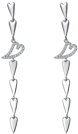 Bishilin Ohrringe Hängend Silber 925, Ohrhänger Mädchen Herzen mit Zirkonia Silber Ohrringe Jugendstil in Bijouterie