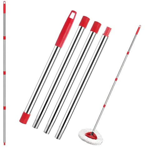 SubTack Mop Handle Replacement for Vileda Spin Mop - 58 Extendable Stainless Steel Mop Stick Compatible with Spin Turbo,Turbo Smart, EasyWring Mop Handle, Effortless Floor Cleaning