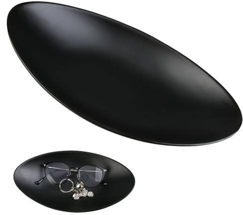 Organisateur de Bijoux en Résine, Plateau à Bijoux et Vide-Poche en Résine Noire - Organisateur Chic pour Montres, Bagues, Clés - Accessoire de Rangement Élégant et Pratique