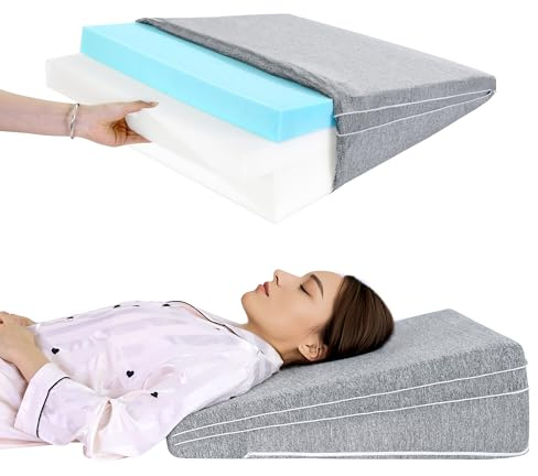 ROYALAY Adjustable Bed Wedge Pillow for Sleeping, Triangle Incline Wedge Pillow for Back Reduce Pressure, Memory Foam Pillow for Post Surgery, Back Support, Leg Elevation, Gerd Acid Reflux, Snoring