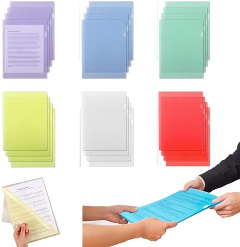 Portfölj dokumentmapp A4, 24 stycken genomskinliga fickor A4 öppen på sidan, 6 färger plast dokumentmapp portfölj A4 öppna mappar mapp för förvaring för skolkontoret