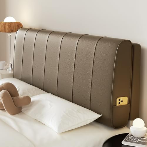ZZYK Volles Kopfteil Stützkissen Kunstleder Nachttischkissen Große Rückenlehne Rechteckiges Kopfteil Gepolstert Für Tagesbett Etagenbett Tatami Soft Case,Kaffee,Paste 75/190cm