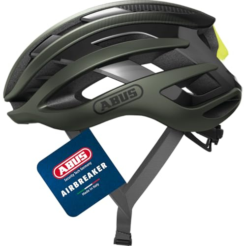 ABUS Casco da bici da corsa AirBreaker – high-end per ciclismo professionale – per ragazzi e adulti – Casco per uomo e donna – verde oliva (verde oliva), taglia S