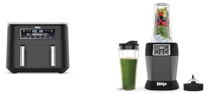 Ninja Foodi Dual Zone Digital Air Fryer, 2 Drawers, 7.6L, 6-in-1, Uses No Oil, Air Fry, Max Crisp & Blender with 2 Automatic Programs: Blend & Max Blend, Pulse Setting, 2x 700ml Cups