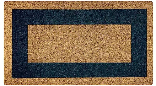 Acomoda Textil - Felpudo de Coco Natural Ecológico con Cenefa, Resistente y Antideslizante. Felpudo Ideal para Exterior e Interior de Casas y Comercios. (40x70 cm, Azul)