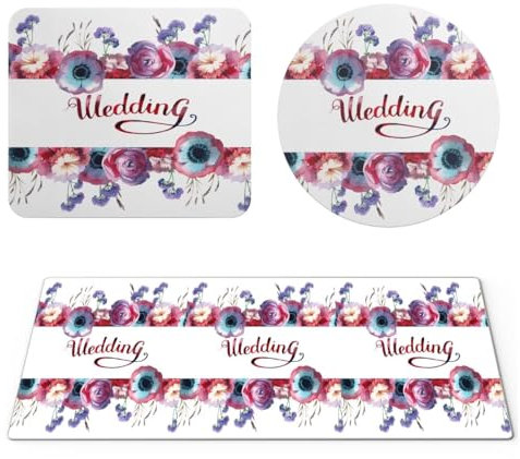EHOMERY Gaming Mauspad Anime Mousepad Viereckig Blume Mauspad XXL Matrix Mousepad Mit Motiv Für Die Schreibtischdekoration - 3 Pack [30x80 cm, 20x24 cm and Dia 20 cm]