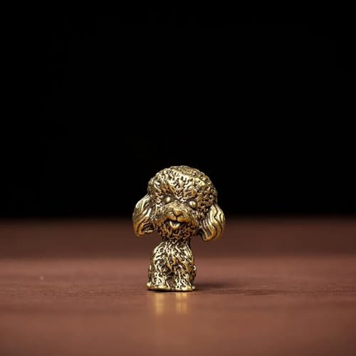 DUOLAIYUNSO Bronzefigur, Messing-Hunde-Schreibtisch-Ornamente, Vintage-Kupfer-Tier-Miniaturen, Dekoration, Heimdekoration, 3,7 x 2,8 cm