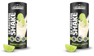Layenberger 3K Protein Shake - 79% Eiweiß und nur 3,2% Kohlenhydrate bei 8,3 g Zucker, (1x 360 g) - Joghurt-Limette (Packung mit 2)