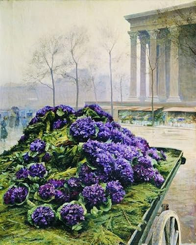 HCOTZHPY Reproduktion Leinwanddruck Und Poster Wandkunst Bild Veilchen aus nizza von iosif Evstafevich Krachkovsky Moderne Kunstdrucke für Wohnkultur 60x90cm