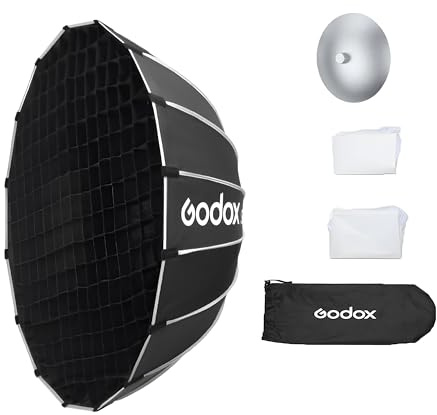 Godox S65W B/N 65 cm/25,6 pollici Ombrello Softbox a sgancio rapido con griglia | Softbox pieghevole professionale con supporto Bowen standard e diffusori per studio fotografico fotografico