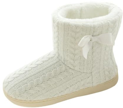 OATIPHO 1paar Damen Hausschuhe Winterstiefel Rutschfeste Warme Indoor Boots Mit Dicker Sohle Bequeme Gestrickte Schuhe Für Zuhause Für Kalte Tage