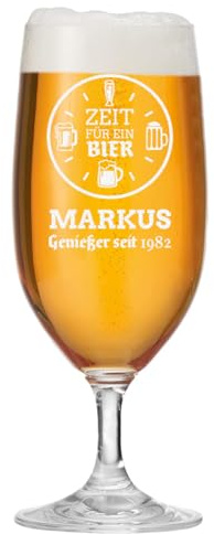polar-effekt Pilstulpe 0,3 Liter mit Motiv Gravur - Personalisiertes Bierglas für Männer - Geschenk-Idee zum Vatertag - Glas für Pils, Lager und Export