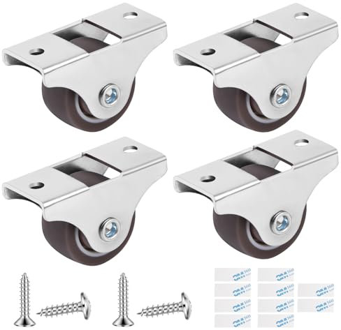 Flintronic Rotelle Girevoli per Mobili, 4 Pezzi 25mm Ruote in Gomma Silenziose con Piastra in Acciaio, per Mobili Piccoli, Sedie, Carrelli - con 4 Viti Incluse Facile Installazione