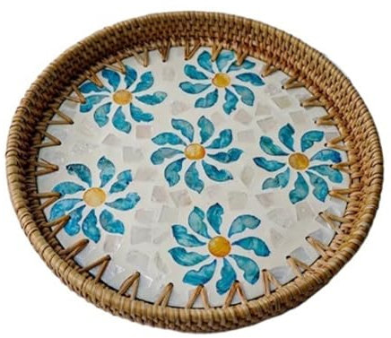 ZENGXJYCQINGJIANG Assiettes Porcelaine Disque d'épissure de Coquille Simple, Assiette de Fruits, Petit déjeuner, Pain, Dim Sum, Corbeille de Fruits Assiettes à dîner(Basket Colored Flowers)