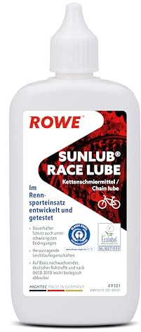 ROWE HIGHTEC SUNLUB Race LUBE - 100 ml, High-Performance Kettenöl | Hochleistungs-Kettenschmierstoff für Rennrad, Mountainbike und E-Bike, biologisch abbaubar, Art. Nr. 49101