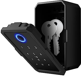 YQVEOT Safe Tresor, Tuya Smart Elektronische Keyboxen Arbeit Mit Gateway wasserdichte Outdoor Lock-Box Sicherheit Fingerprint Wand Schlüssel Box for Zuhause(Key Box)