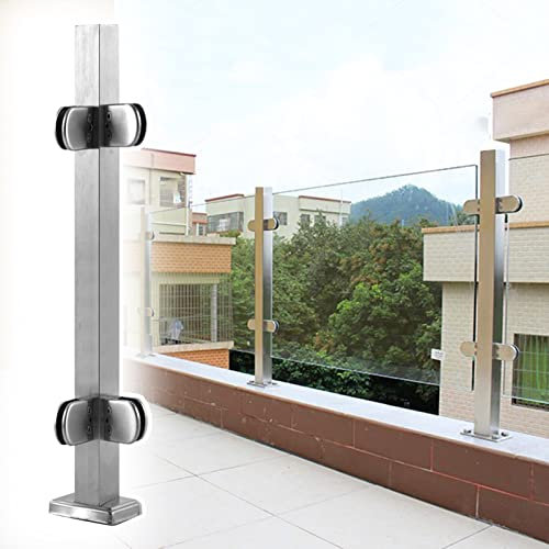 Système de balustrade en verre en acier inoxydable pour intérieur et extérieur, pince de balustre de 90 cm de hauteur pour escalier, balcon et jardin – Poteau de main courante durable et panneau de