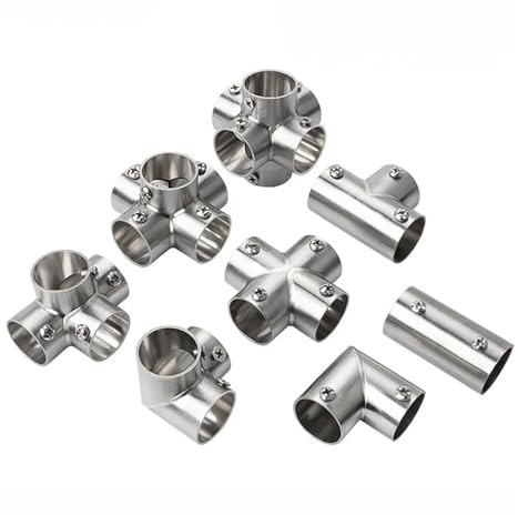 GUYTRM Conector de tubería acero inoxidable 2/3/4/5/6 vías, accesorios, conexión recta en T, juntas estante for tendedero, conector tubo lingli(Flat angle 3 way,32_OTHER)