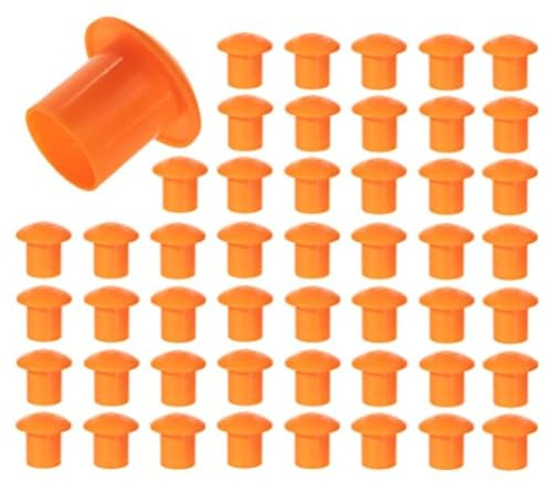 Gettimore Lot de 100 capuchons de sécurité en plastique orange en forme de champignon pour protection de chantier de construction, compatible avec embouts de tige d'armature de 10 mm à 25 mm