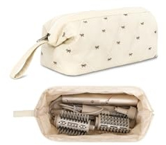 Linpr Bolsa de Viaje para Dyson Airwrap Styler/Supersonic, Beige | Fundas de Almacenamiento para Secador de Pelo y Accesorios, Estuche Organizador Portátil Compatible con Shark Flexstyle