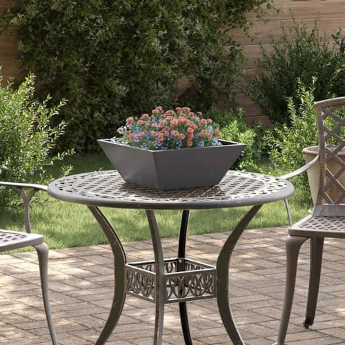 Mandloder Lot de 5 pots de fleurs de jardin, noirs, 40 x 40 x 15 cm, en acier laminé à froid, trapézoïdaux, pour fleurs, arbustes, herbes ornementales, utilisation extérieure robuste, jardin et