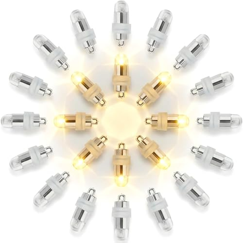 LakiHomi 24 luces LED para globos, mini luces LED impermeables, globos para farolillos de papel, farolillos de papel, luces para globos para bodas, Navidad, fiestas