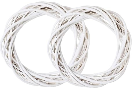 2 Pack Grapevine Wreath 30/40cm Grapevine Garland for Crafts Rattan Door Wreath for Front Door Vine Branch Wreath for Christmas Easter Holiday Wreath Making Supplies (White, 30cm)