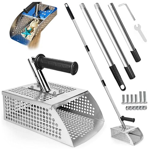Pala per metal detector pala per metal detector in acciaio inossidabile da 51 pollici con manico lungo regolabile per setaccio per sabbia cava e staccabile per giardino da spiaggia