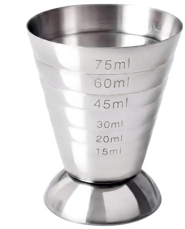 Pixelknit® Premium Cocktail Jigger - Precision 20ml/45ml Shot Measure with 75ml Capacity-Premium Stainless Steel Cocktail Measure for Home Bar & Pub-Accurate Alcohol Pourer for Gin, Vodka & Whiskey