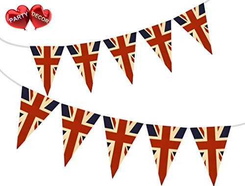 PARTY DECOR Vintage British Union Jack Patriotic Themed Bunting Banner 15 flags for guaranteed simply stylish party National Royal decoration