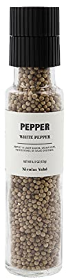 Nicolas Vahé - Poivre blanc - 175 g - dans une bouteille en verre avec moulin à épices intégré