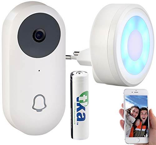 Somikon Türklingel WLAN: HD-Video-Funk-Türklingel mit App, Gegensprechen, 156°-Bildwinkel, Akku (Funkklingel mit Kamera kabellos, Kabellose mit Kamera, Ring)