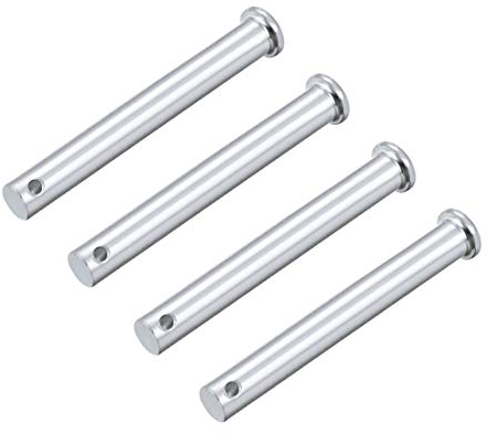 sourcing map 4 Stück Steckbolzen Einloch Gabelbolzen Gabelkopfstifte Flachkopf, 10 mm x 80 mm Splintstift Verzinkung Massiver Stahl Lochbolzen