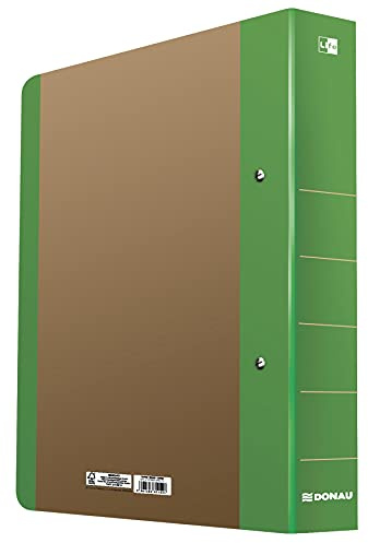 DONAU LIFE 3835001FSC-06 Ringbuch Grün A4/5cm | 2-D-Ring-Mechanik Abgerundeten Ecken Stabiler Pappkern Ring-Ordner Hefter | Aus 1,8 mm dickem Karton/ Pappe ideal für Büro und Schule | die FSC® Zertifi