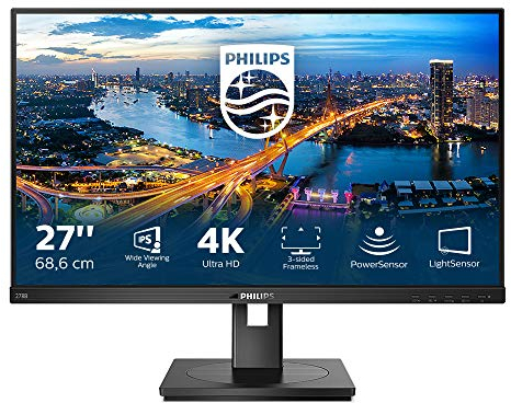 Philips 278B1-27 Inch 4K Monitor, 60Hz, 4ms, IPS, Height adjust, Speakers, USB Hub, PowerSensor (3840 x 2160, 350 cd/m², HDMI/DP/USB-B/USB 3.2)
