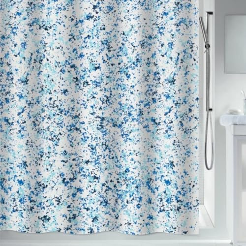 Spirella Schimmel Duschvorhang-Anti-Bakteriell, waschbar, wasserdicht, Polyester, 180x200cm Blau, Vision Bleu, 180 x 200 cm