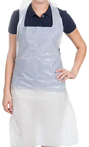 Merrimen 405442 Cancella Grembiule in politene bianco monouso, confezione da 100