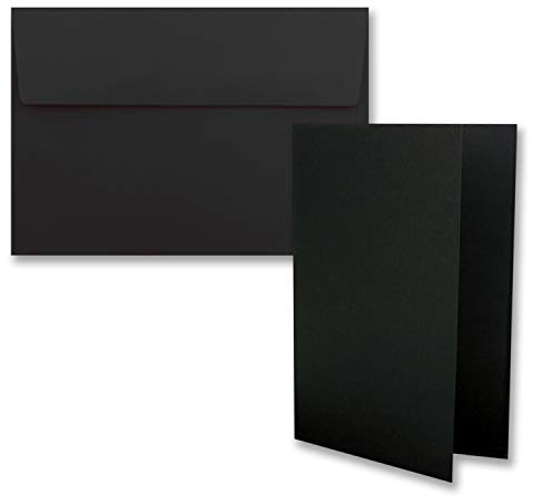 25x Faltkarten-Set DIN B6 12 x 17 cm in Schwarz mit Briefumschlägen DIN B6 Haftklebung - für Einladungen und Grußkarten zum Geburtstag oder Hochzeit
