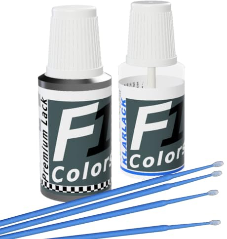 F1COLORS Lackstift set für FIAT Schwarz 718A NERO BLACK METALLIC 2x20ml inkl.6x Tupfer #413