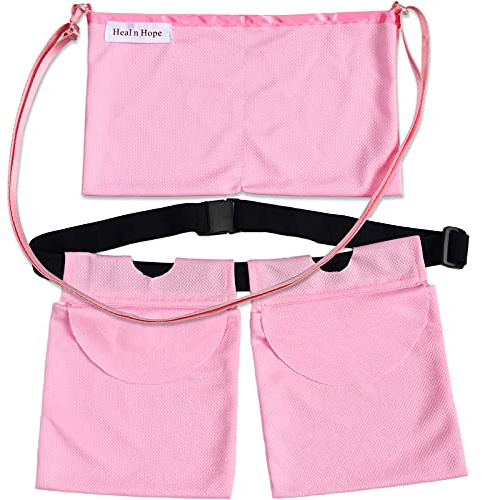 D. Cozy Mastectomy Drain Belt Pouches Holder Neck Shower Bag Convenient for Breast Cancer Reconstruction Post Surgery Tummy Tuck Recovery Pocket Patients Women