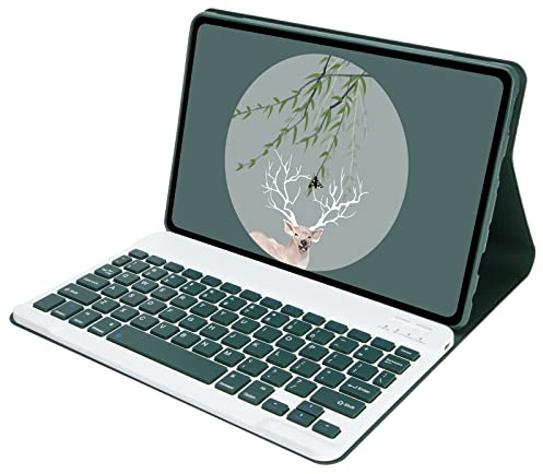 BAUBEY Keyboard Case for All-New Fire HD 10 and Fire HD 10 Plus Tablet (Only Compatible with 11th Generation 2021 Release), Slim Shockproof Cover with Detachable Bluetooth Keyboard (Dark Green)