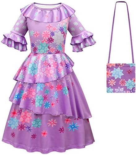 LCXYYY Isabela Kostüm Kinder Mädchen Cosplay Magische Familie Isabela Ballerina Kleidung mit Zubehör Anzug für Halloween Weihnachten Karneval Geburtstag Party Prinzessin Verkleidung, Violett