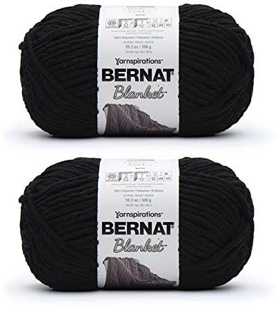 Bernat Blanket Coal Yarn - 2 Pack of 300g/10.5oz - Polyester - 6 Super Bulky - 220 Yards - Knitting/Crochet | Super Bulky Yarn Size 6 100% Polyester Blanket Yarn for Crochet Knitting 220 Yards 300g