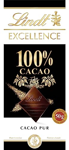 Lindt EXCELLENCE 100% Kakao - Edelbitter-Schokolade | 50 g Tafel | Extra kräftige Bitter-Schokolade | Intensiver Kakao-Geschmack | Dunkle Schokolade | Vegane Schokolade | Schokoladengeschenk