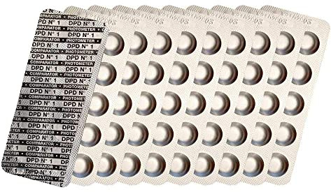 harren24 Photometer Testtabletten Chlor DPD1, DPD3, Aktivsauerstoff DPD4, pH-Wert Phenol Red, Alkalinity M, CYA, Poollab Wassertester 50x 100x 250x 500x (DPD1 / 100x)